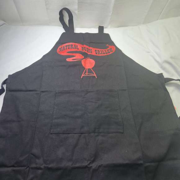 Paragon Sports Natural Born Griller BBQ Apron Black Graphic Print Chefs Apron - Picture 1 of 3